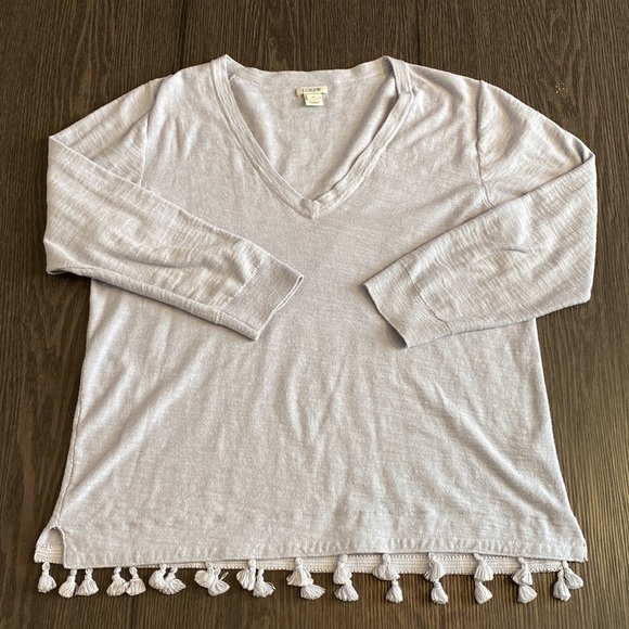 J. Crew Factory long sleeve top. Size M. Light blue. tassels at waist. - Picture 9 of 14